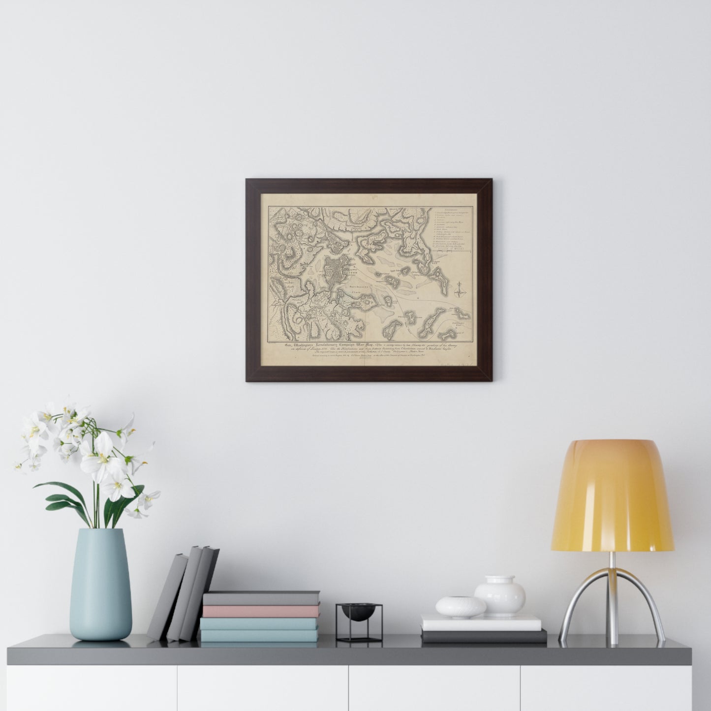 General Washington's Revolutionary Campaign War Map: Defending Boston, 1776 Framed Poster