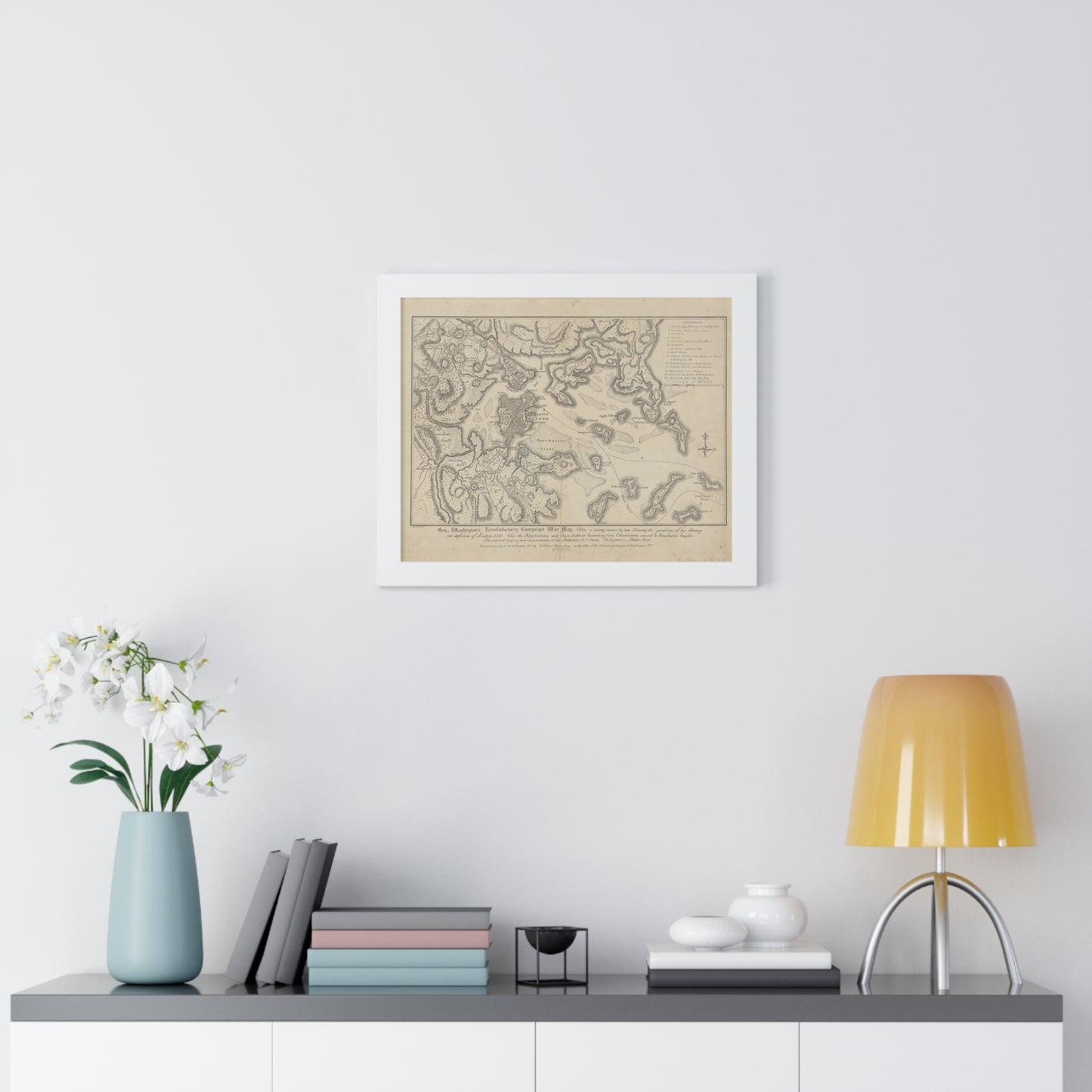 General Washington's Revolutionary Campaign War Map: Defending Boston, 1776 Framed Poster