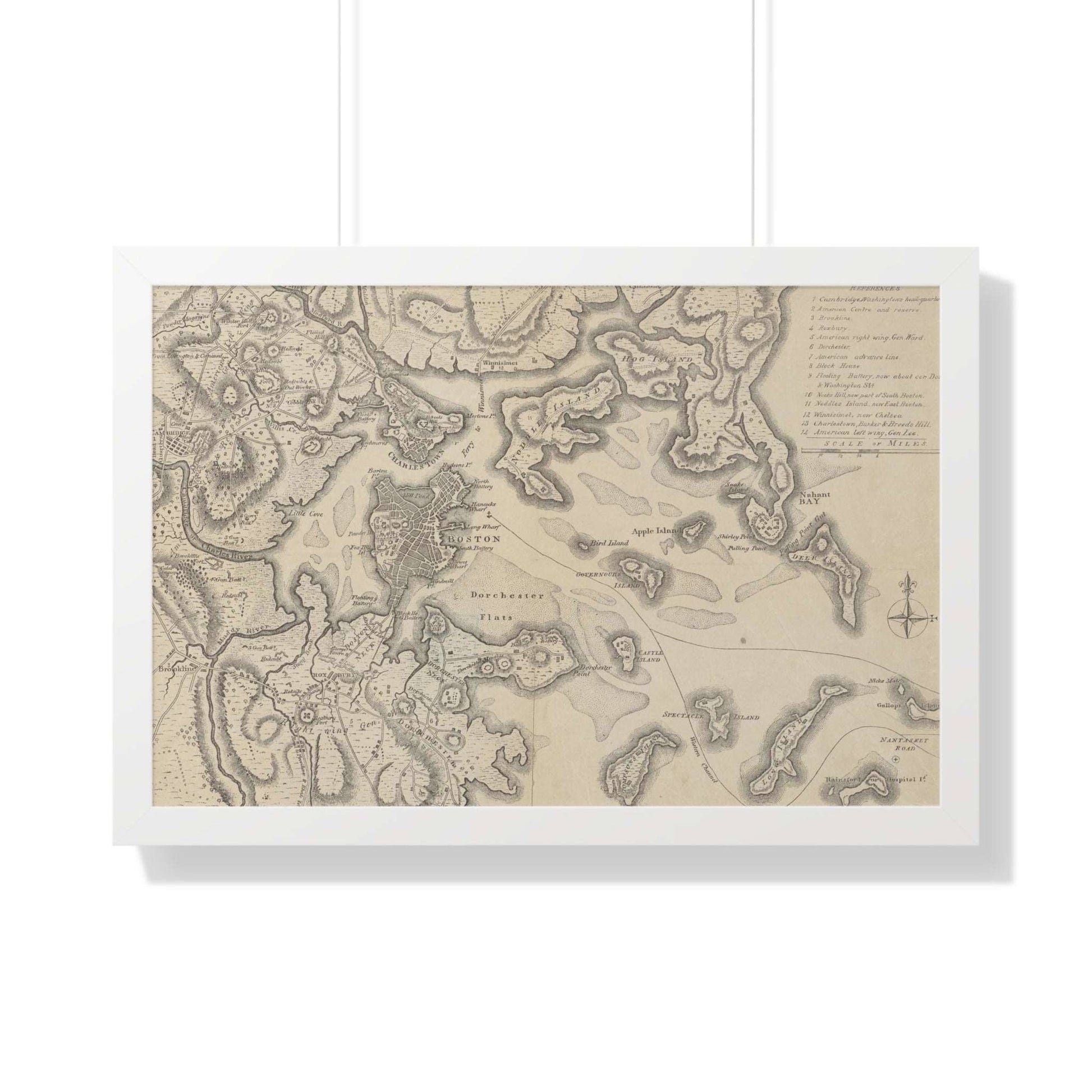 General Washington's Revolutionary Campaign War Map: Defending Boston, 1776 Framed Poster