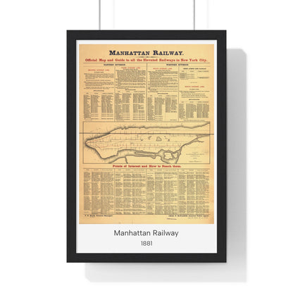 Manhattan Railway Map, New York City, 1881