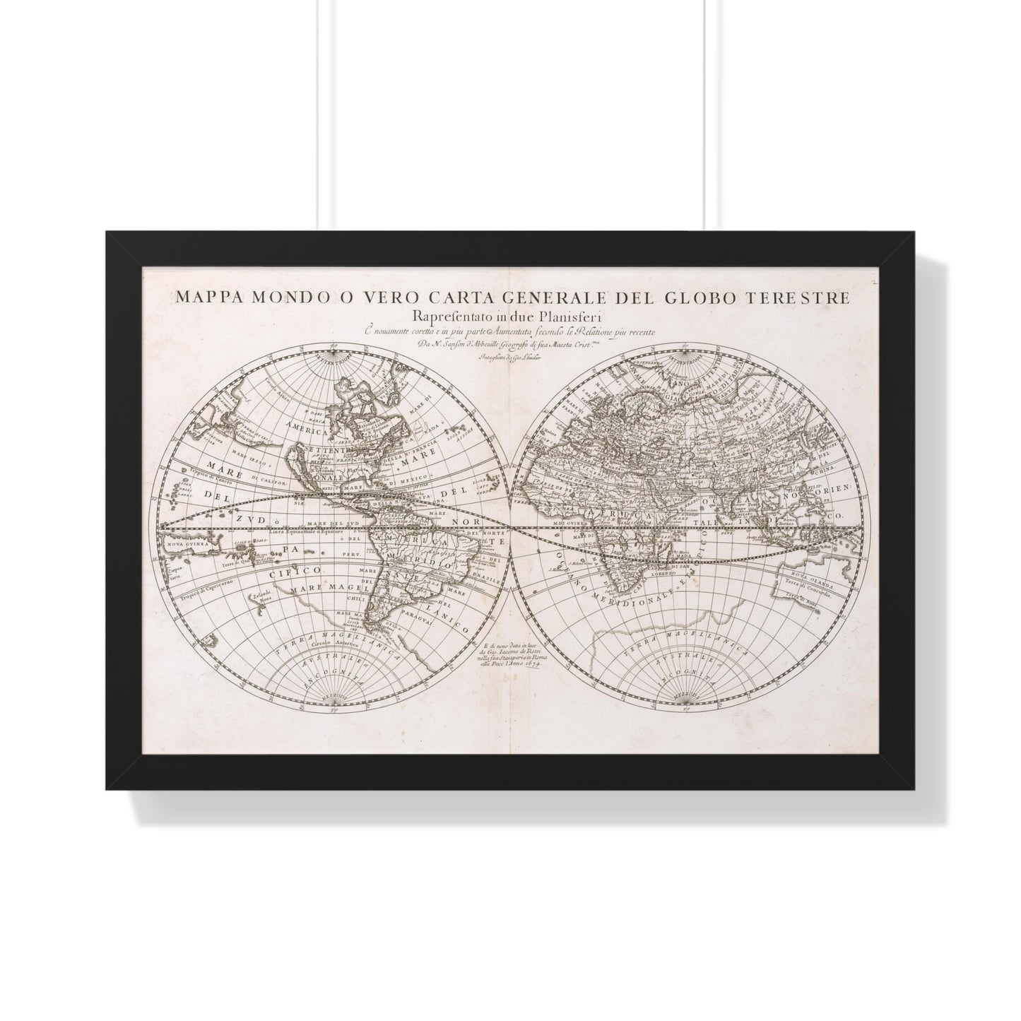 Map of the World, Giacomo Giovanni Rossi, 1674