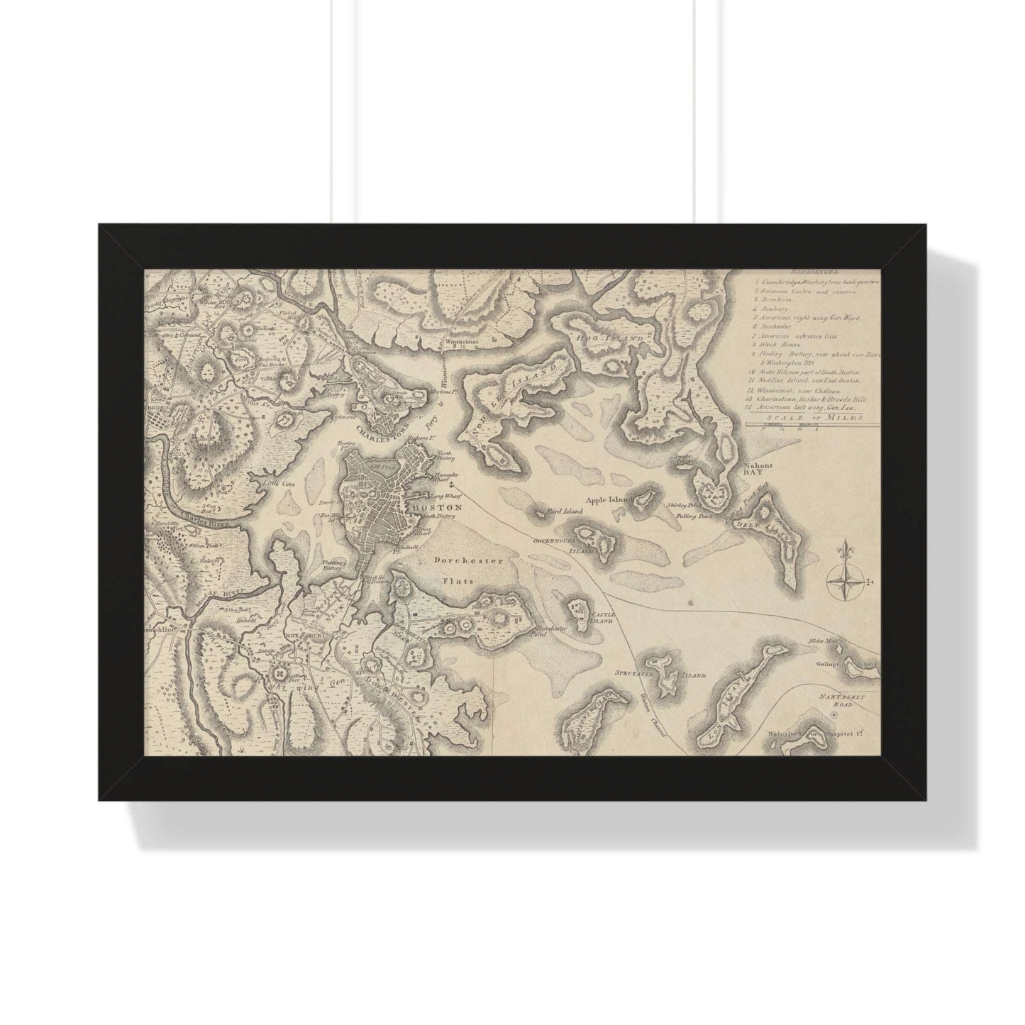 General Washington's Revolutionary Campaign War Map: Defending Boston, 1776 Framed Poster