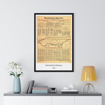 Manhattan Railway Map, New York City, 1881