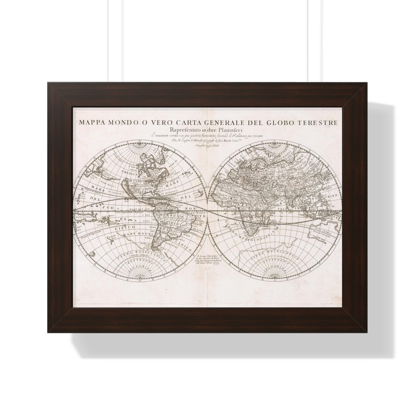 Map of the World, Giacomo Giovanni Rossi, 1674