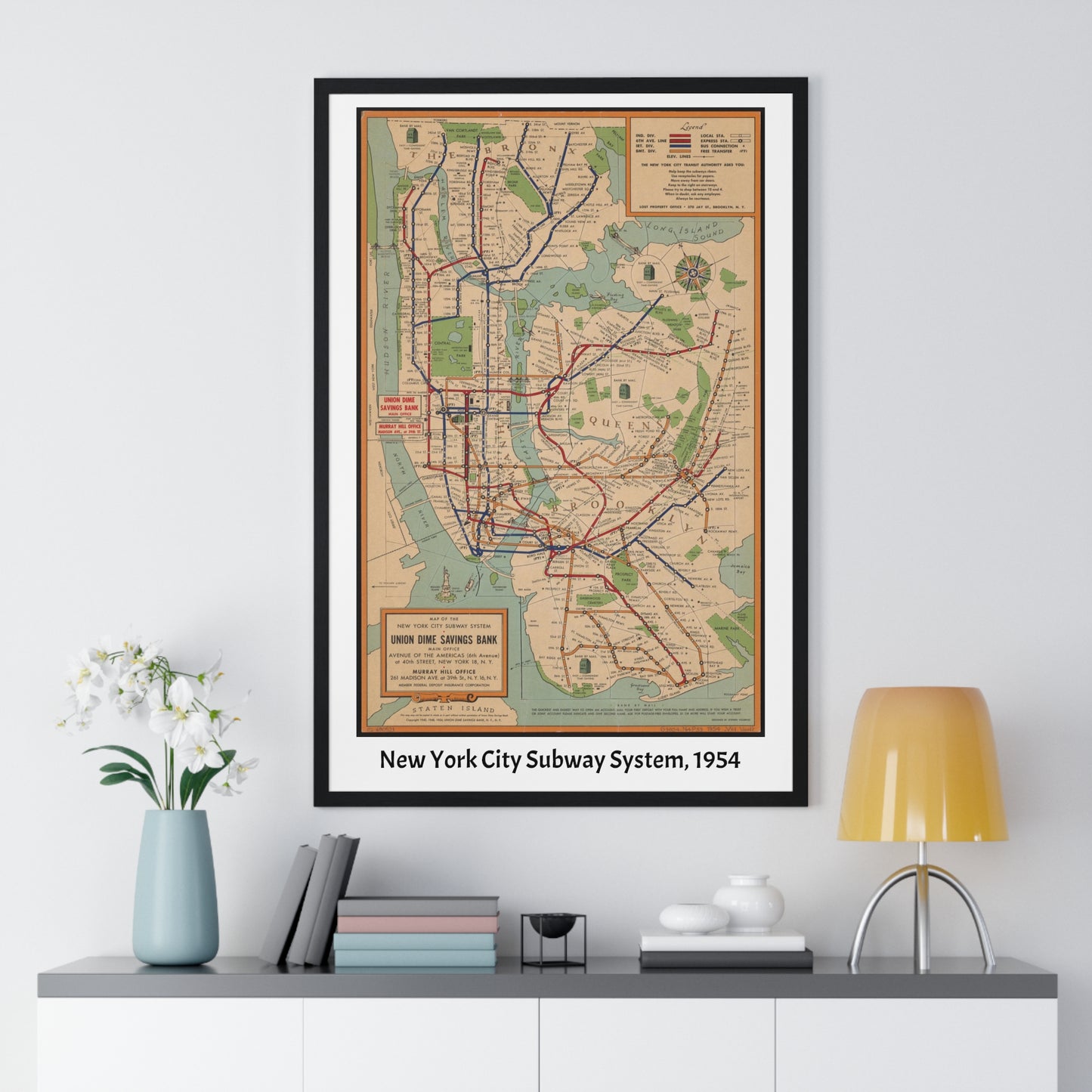 New York City Subway System Map,1954