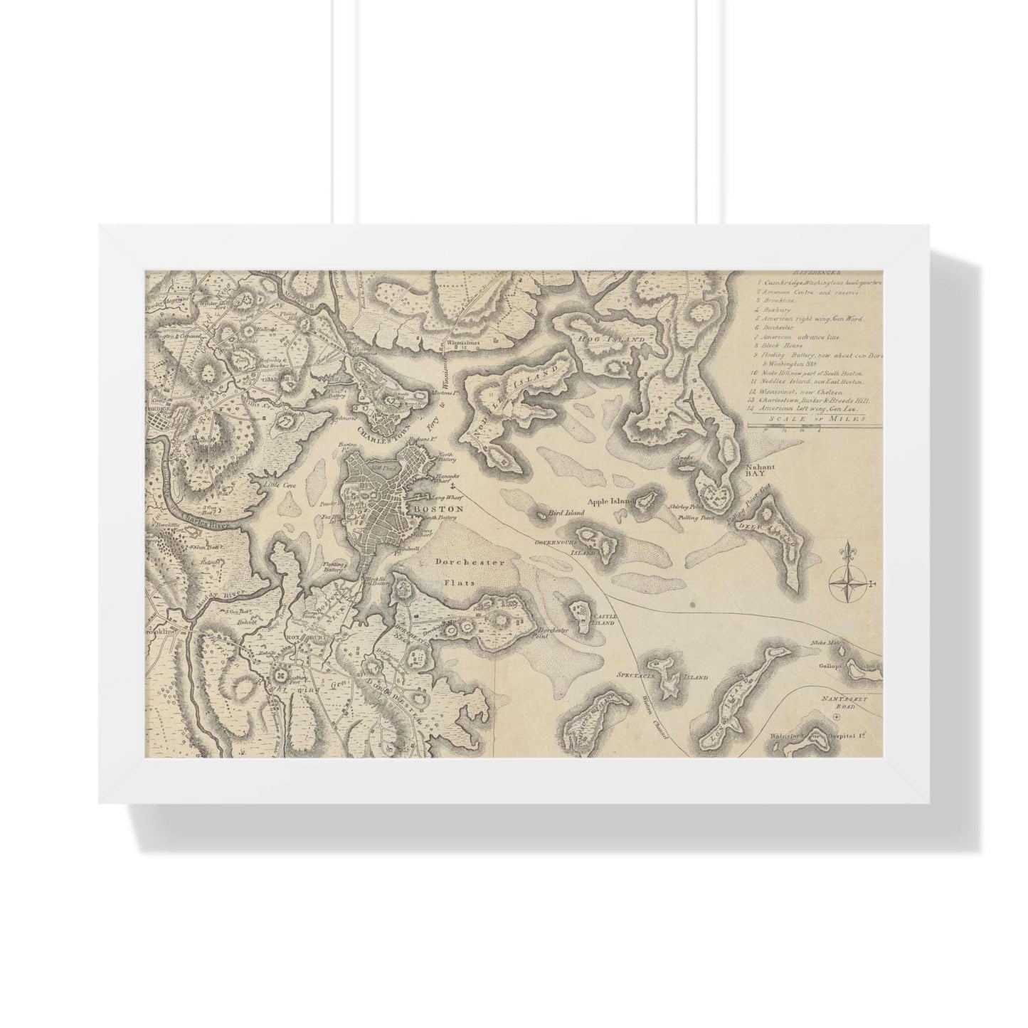 General Washington's Revolutionary Campaign War Map: Defending Boston, 1776 Framed Poster