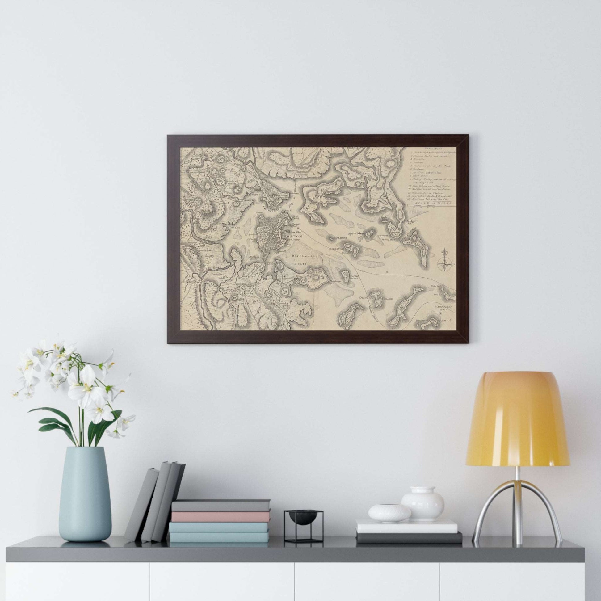 General Washington's Revolutionary Campaign War Map: Defending Boston, 1776 Framed Poster