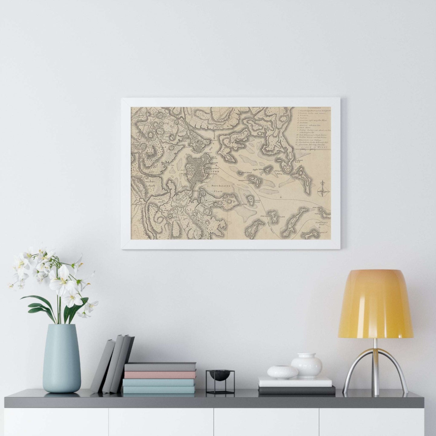 General Washington's Revolutionary Campaign War Map: Defending Boston, 1776 Framed Poster