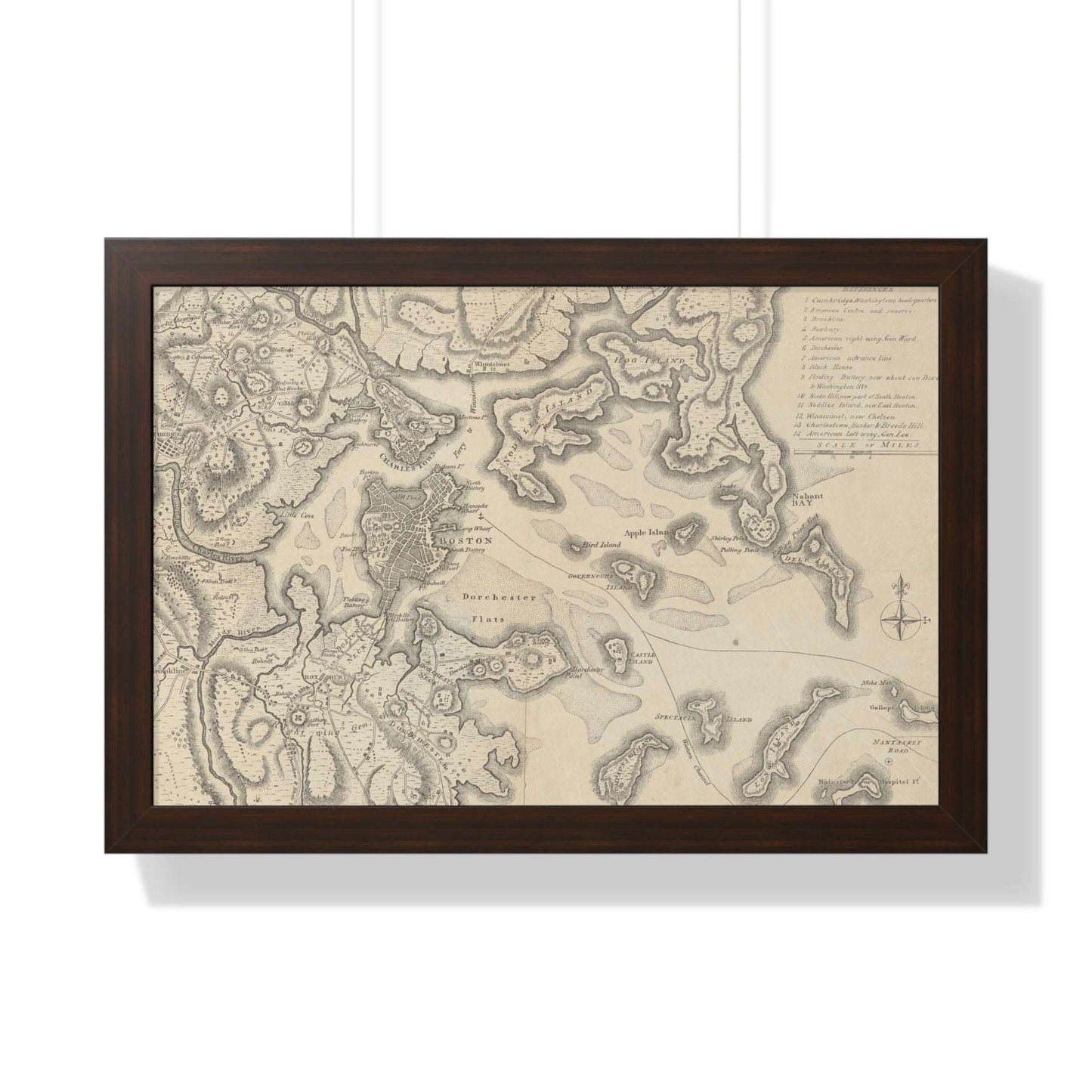 General Washington's Revolutionary Campaign War Map: Defending Boston, 1776 Framed Poster