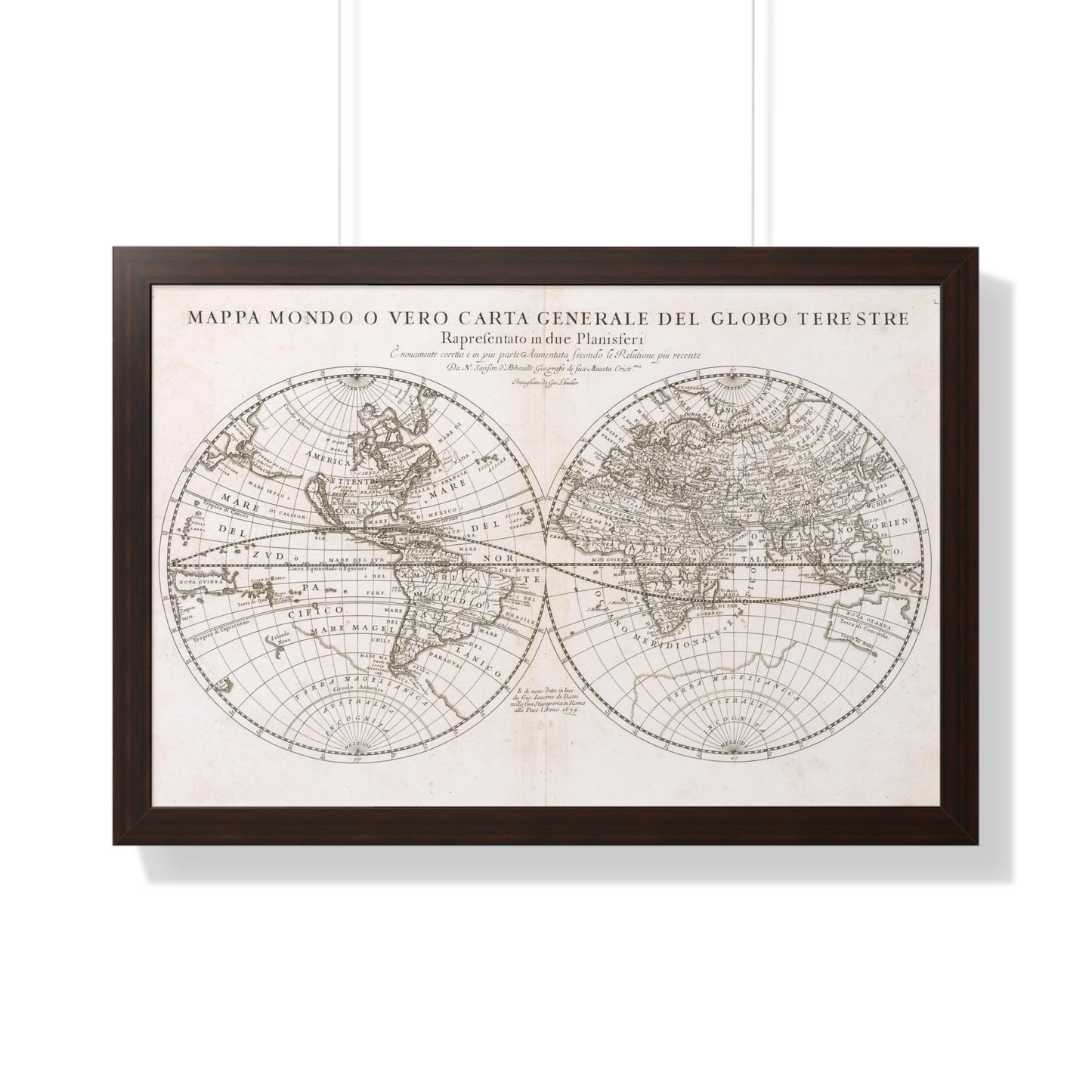 Map of the World, Giacomo Giovanni Rossi, 1674