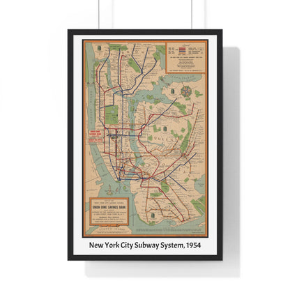 New York City Subway System Map,1954