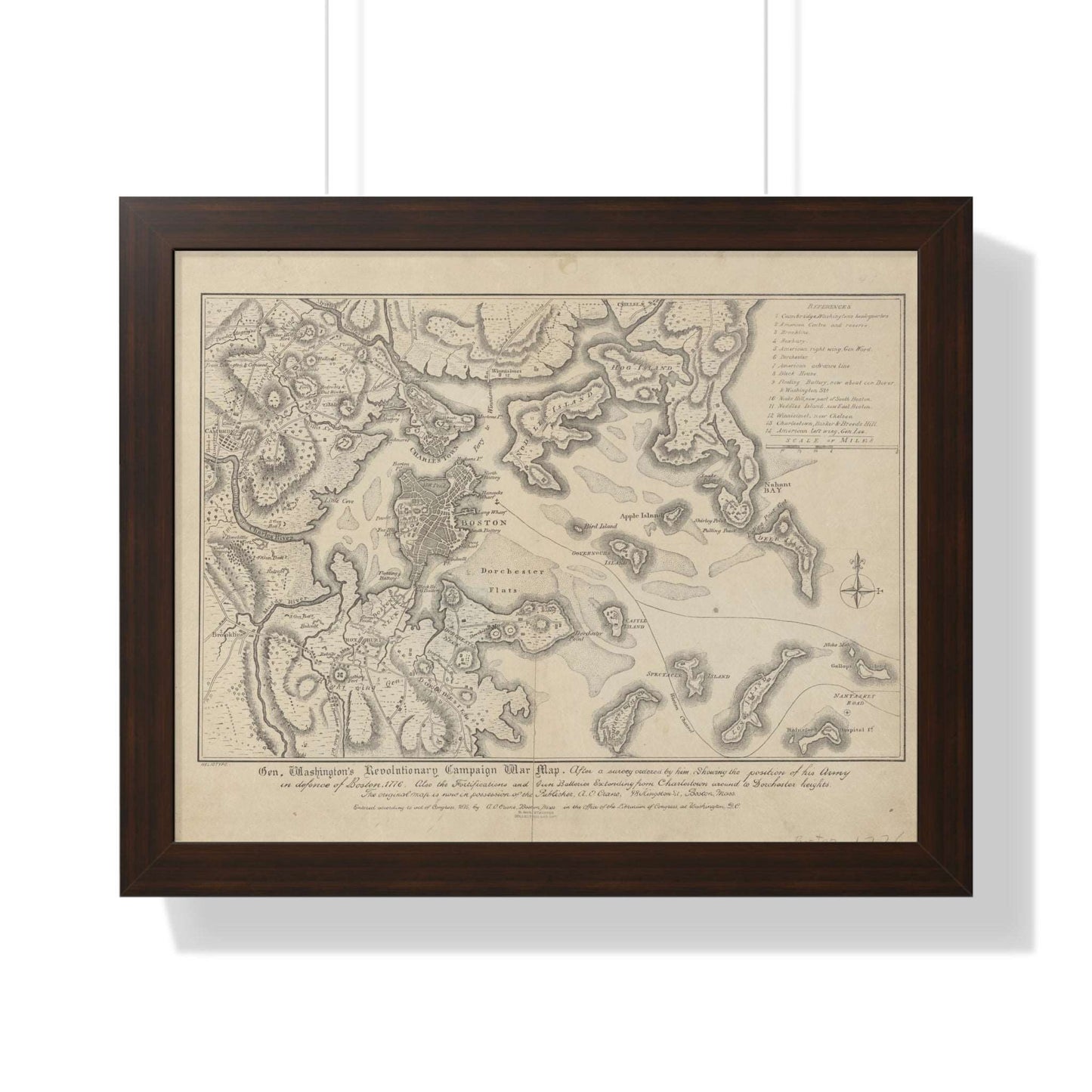 General Washington's Revolutionary Campaign War Map: Defending Boston, 1776 Framed Poster