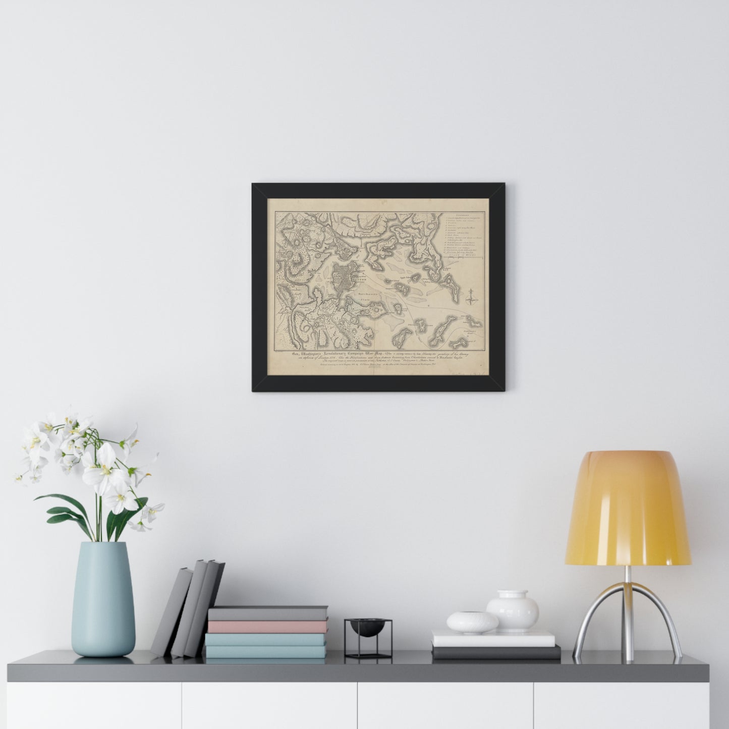 General Washington's Revolutionary Campaign War Map: Defending Boston, 1776 Framed Poster