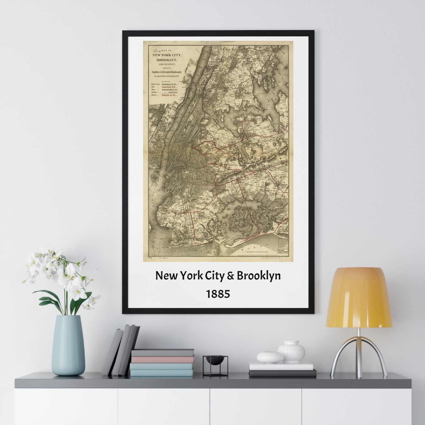 Map of New York City and Brooklyn, 1885