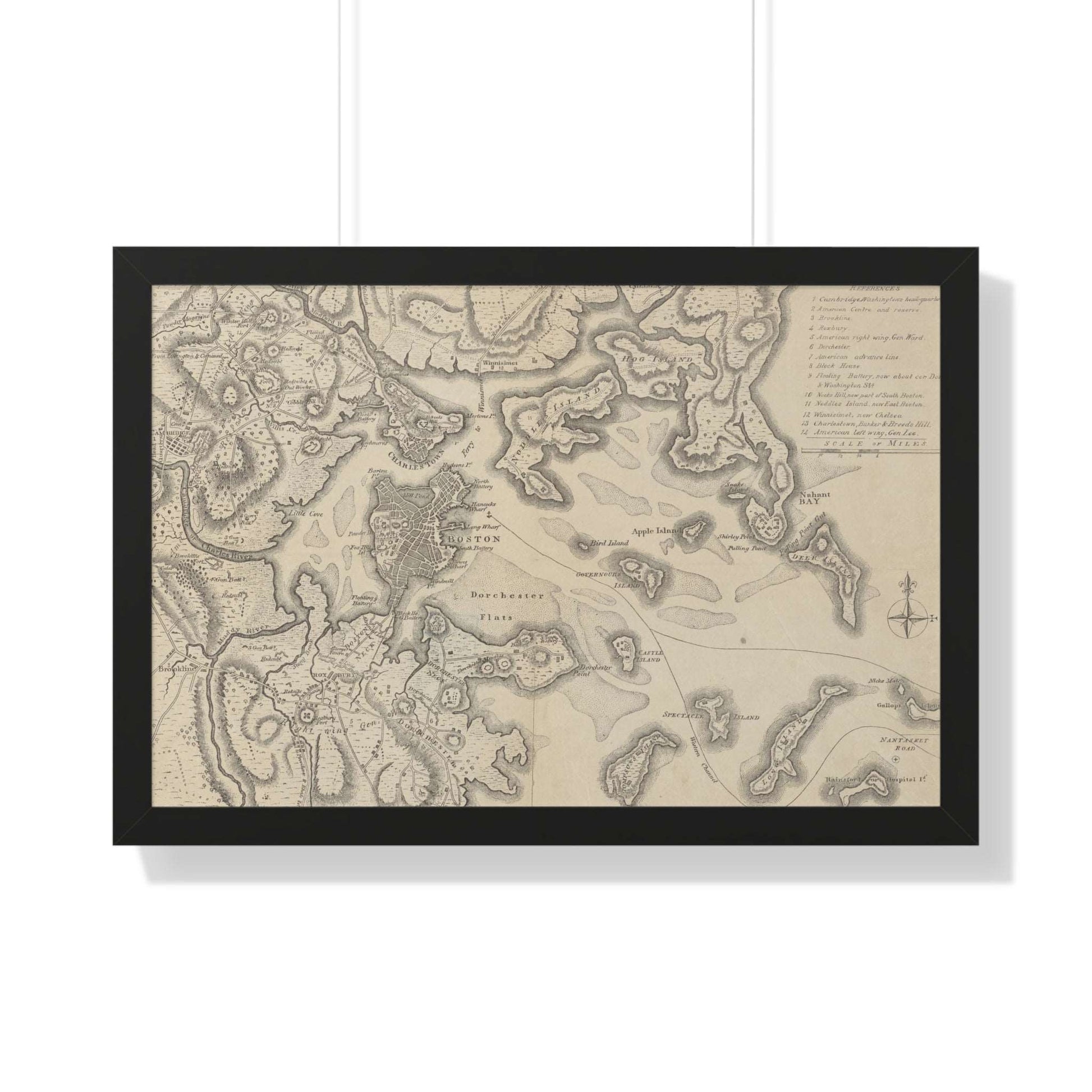 General Washington's Revolutionary Campaign War Map: Defending Boston, 1776 Framed Poster