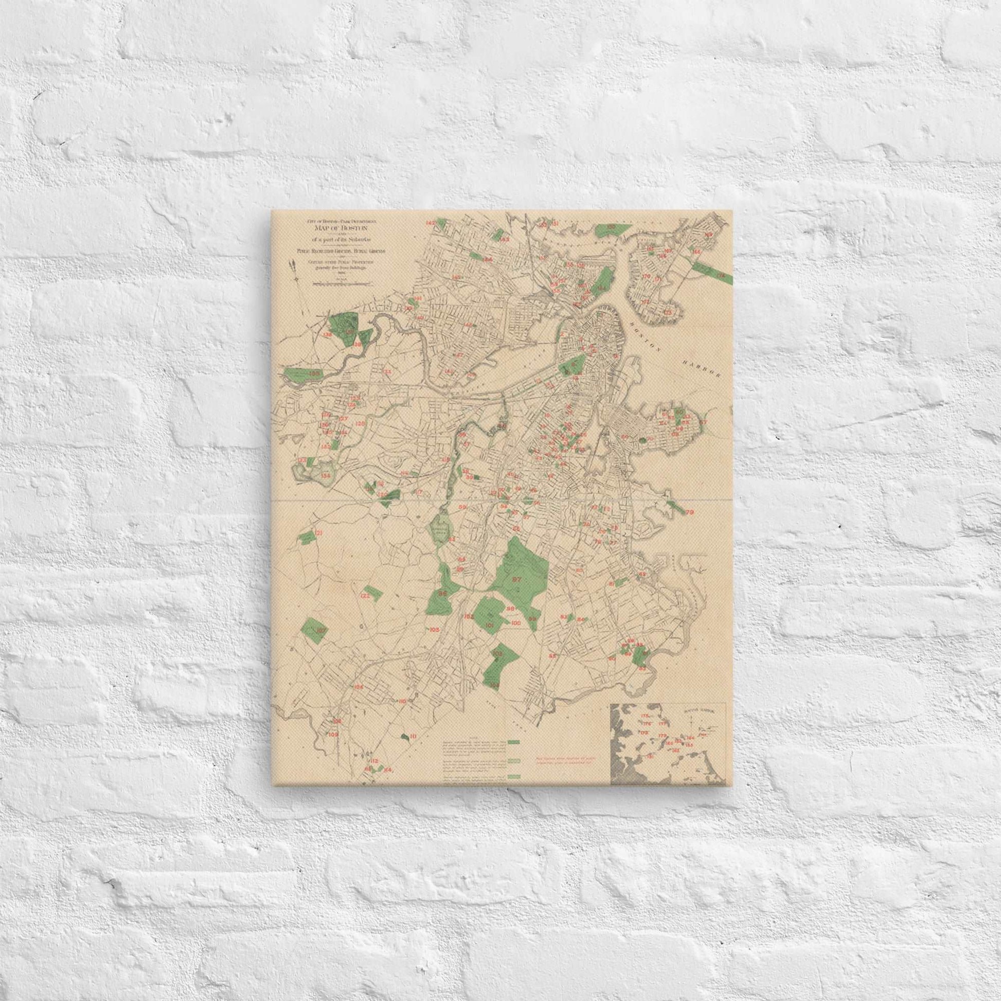 Map of Historic Boston, MA: 1886 Canvas