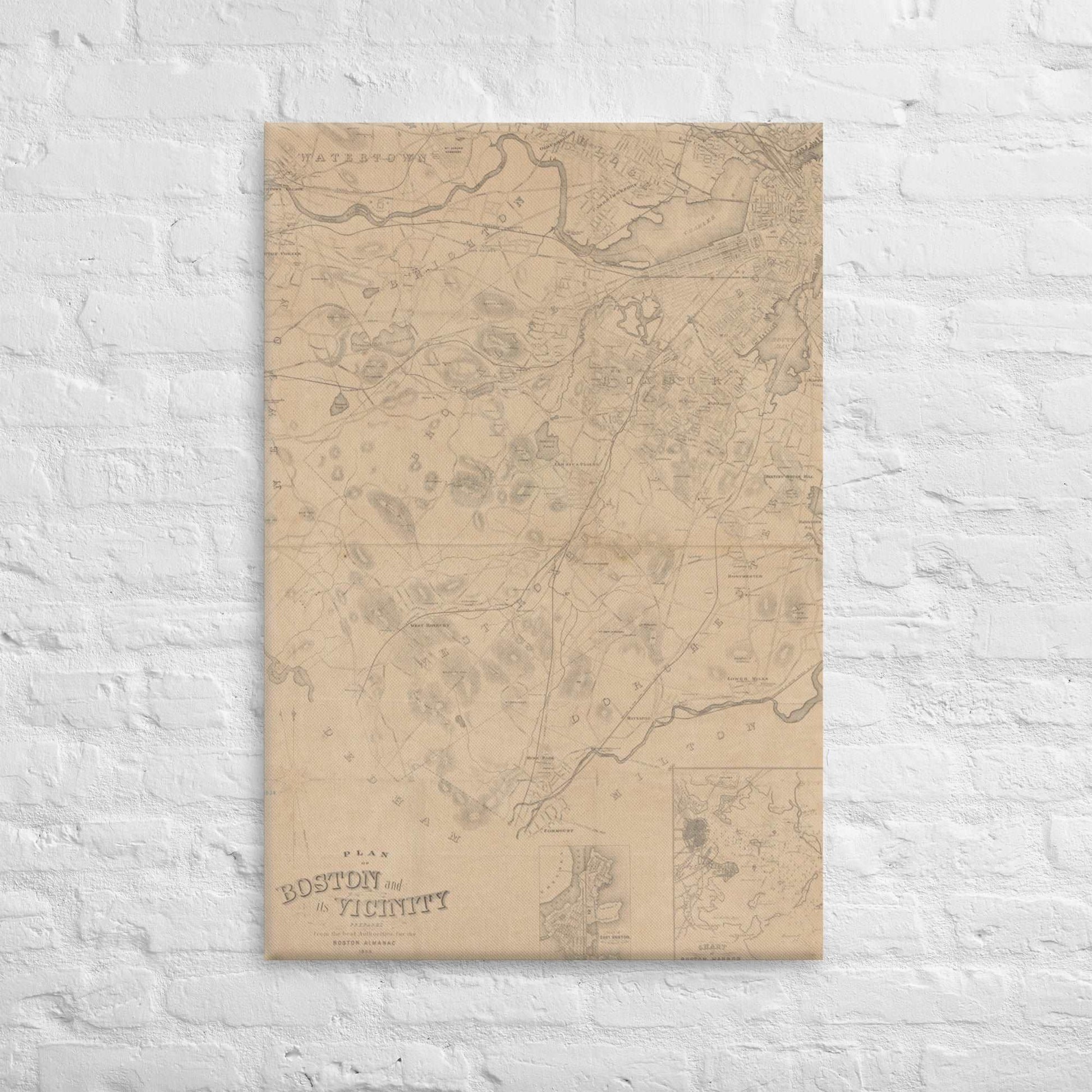 Map of Historic Boston, MA: 1868 Canvas