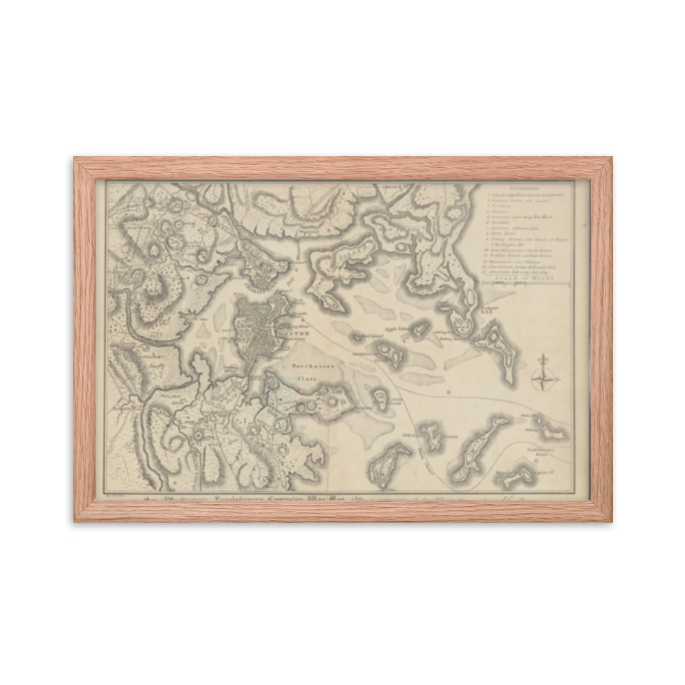 General Washington's Revolutionary Campaign War Map: Defending Boston, 1776 Framed Poster