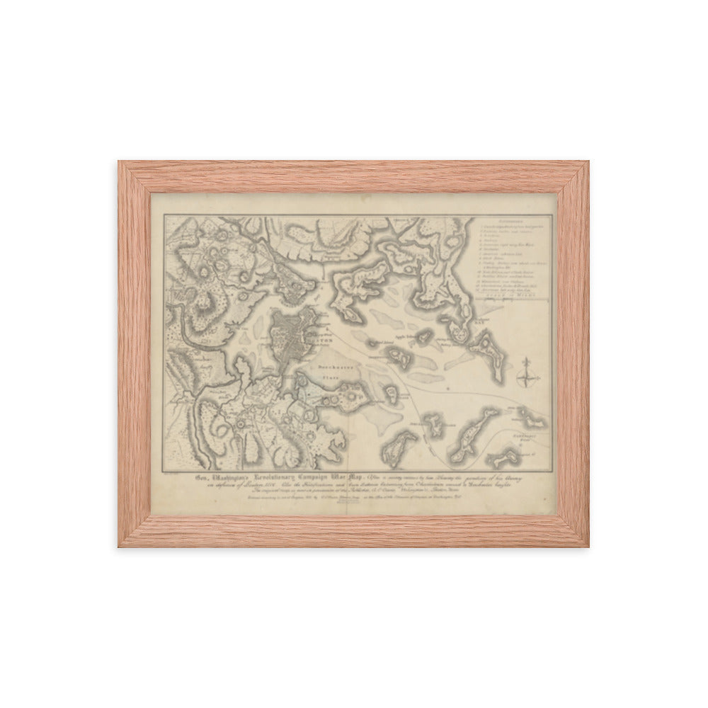 General Washington's Revolutionary Campaign War Map: Defending Boston, 1776 Framed Poster