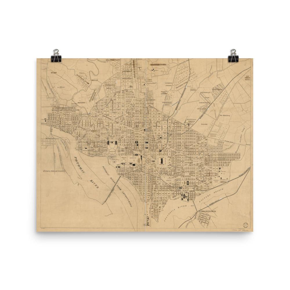 Map of Washington DC, 1886,  Poster