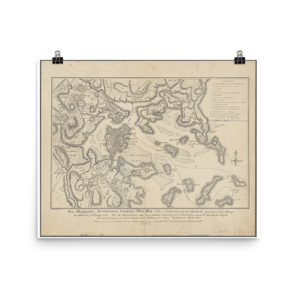 General Washington's Revolutionary Campaign War Map: Defending Boston, 1776, Poster