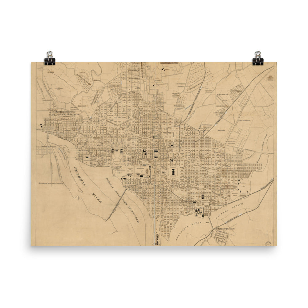 Map of Washington DC, 1886,  Poster