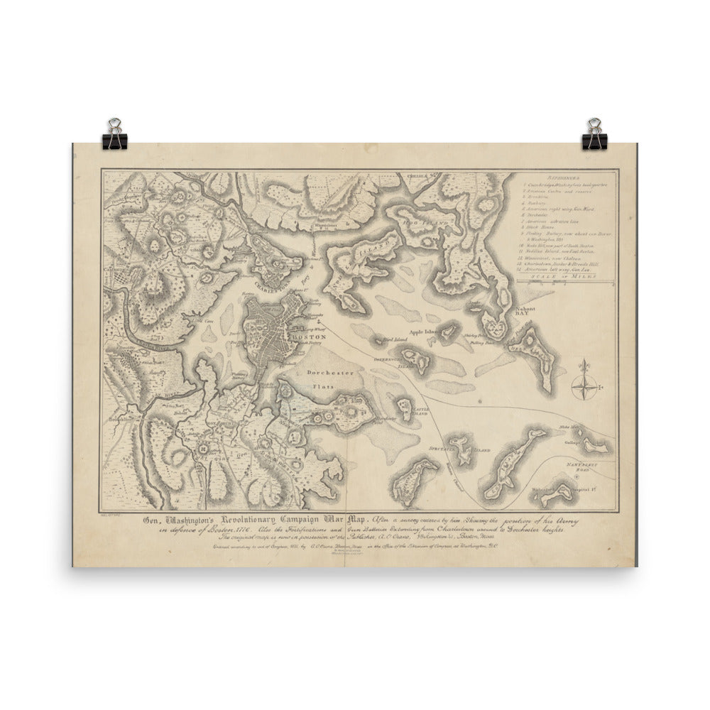 General Washington's Revolutionary Campaign War Map: Defending Boston, 1776, Poster