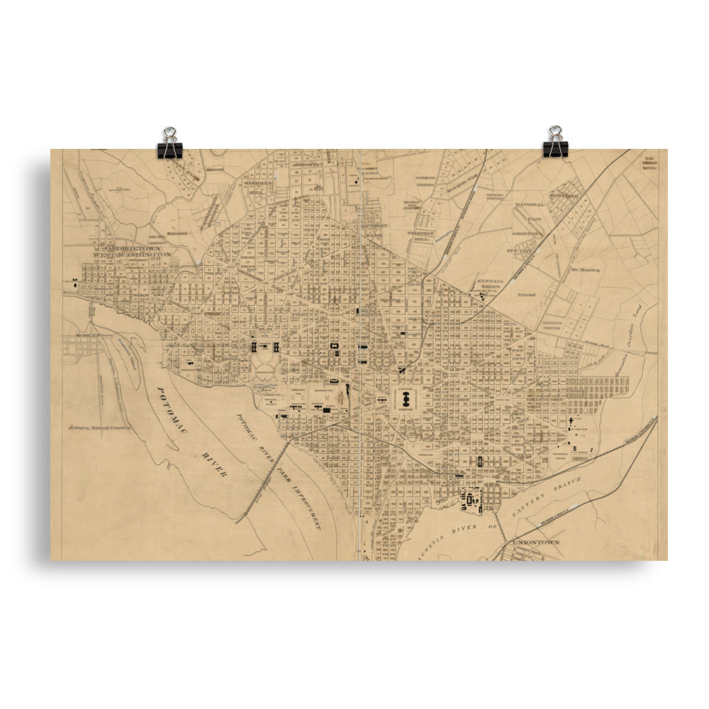 Map of Washington DC, 1886,  Poster