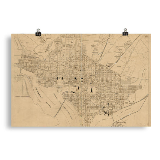 Map of Washington DC, 1886,  Poster