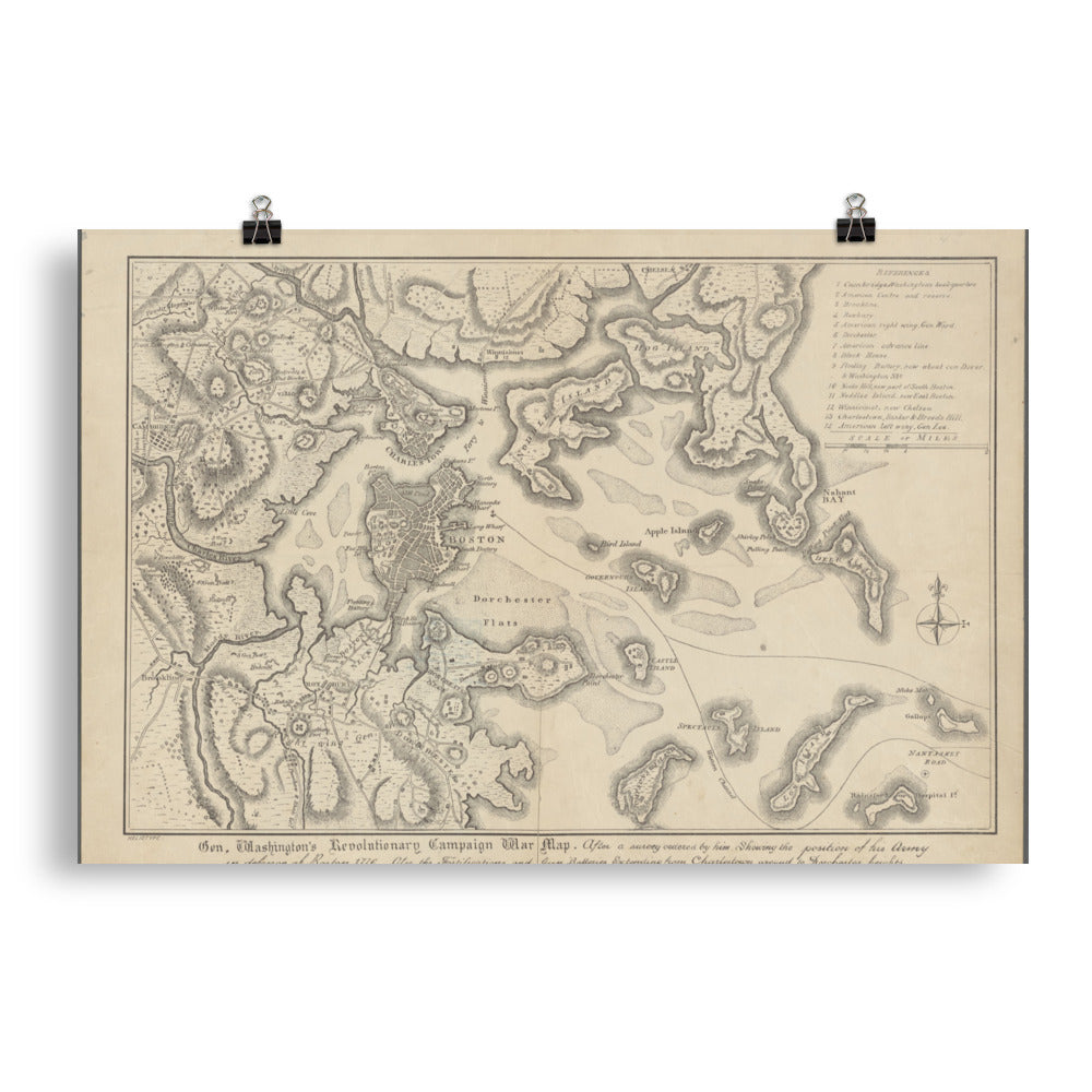 General Washington's Revolutionary Campaign War Map: Defending Boston, 1776, Poster