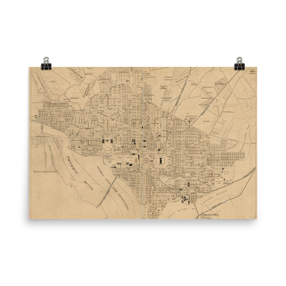 Map of Washington DC, 1886,  Poster