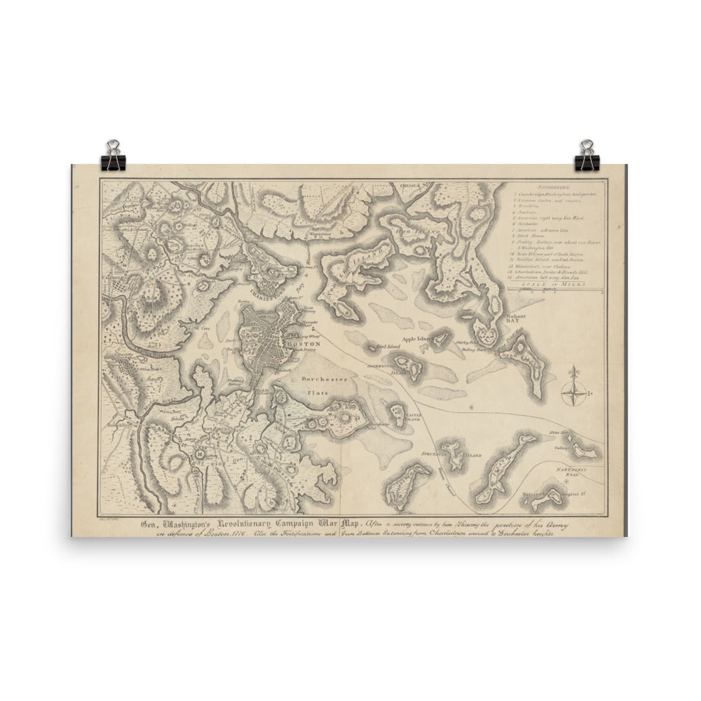 General Washington's Revolutionary Campaign War Map: Defending Boston, 1776, Poster