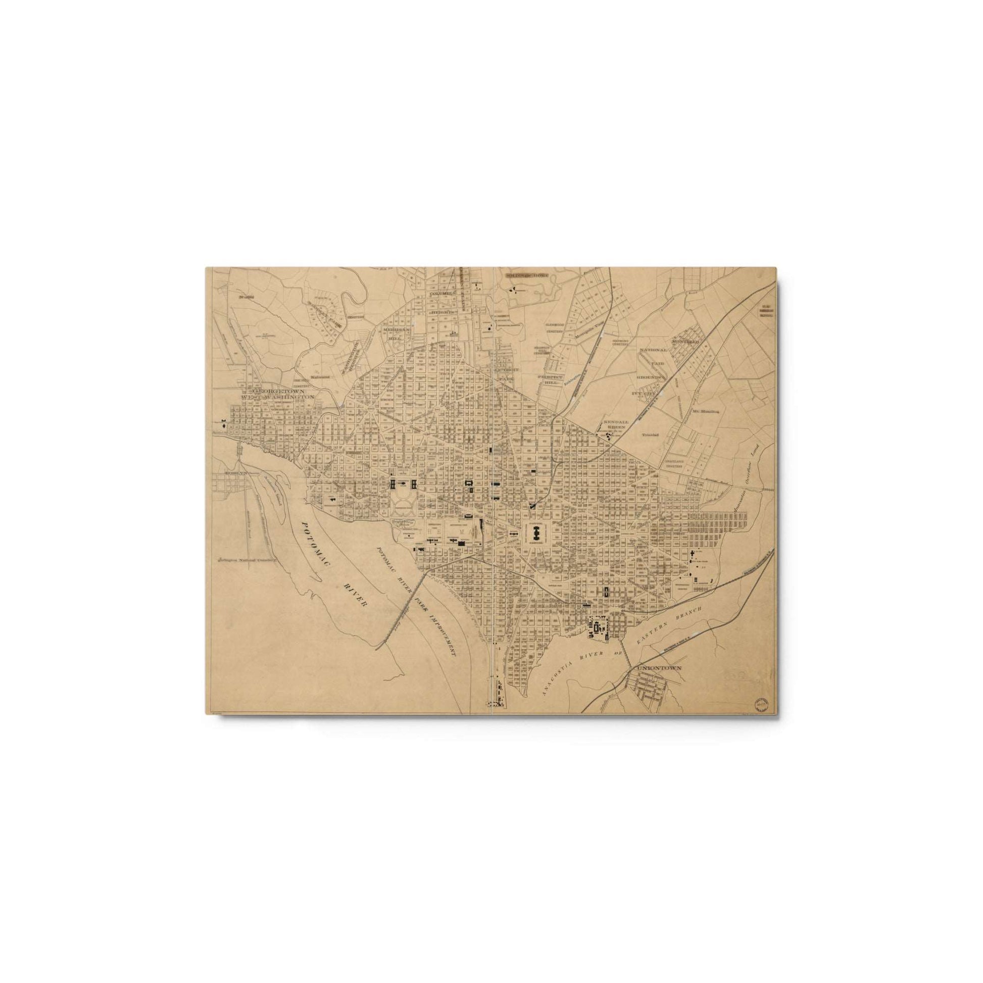 Map of Washington DC, 1886, Metal Print