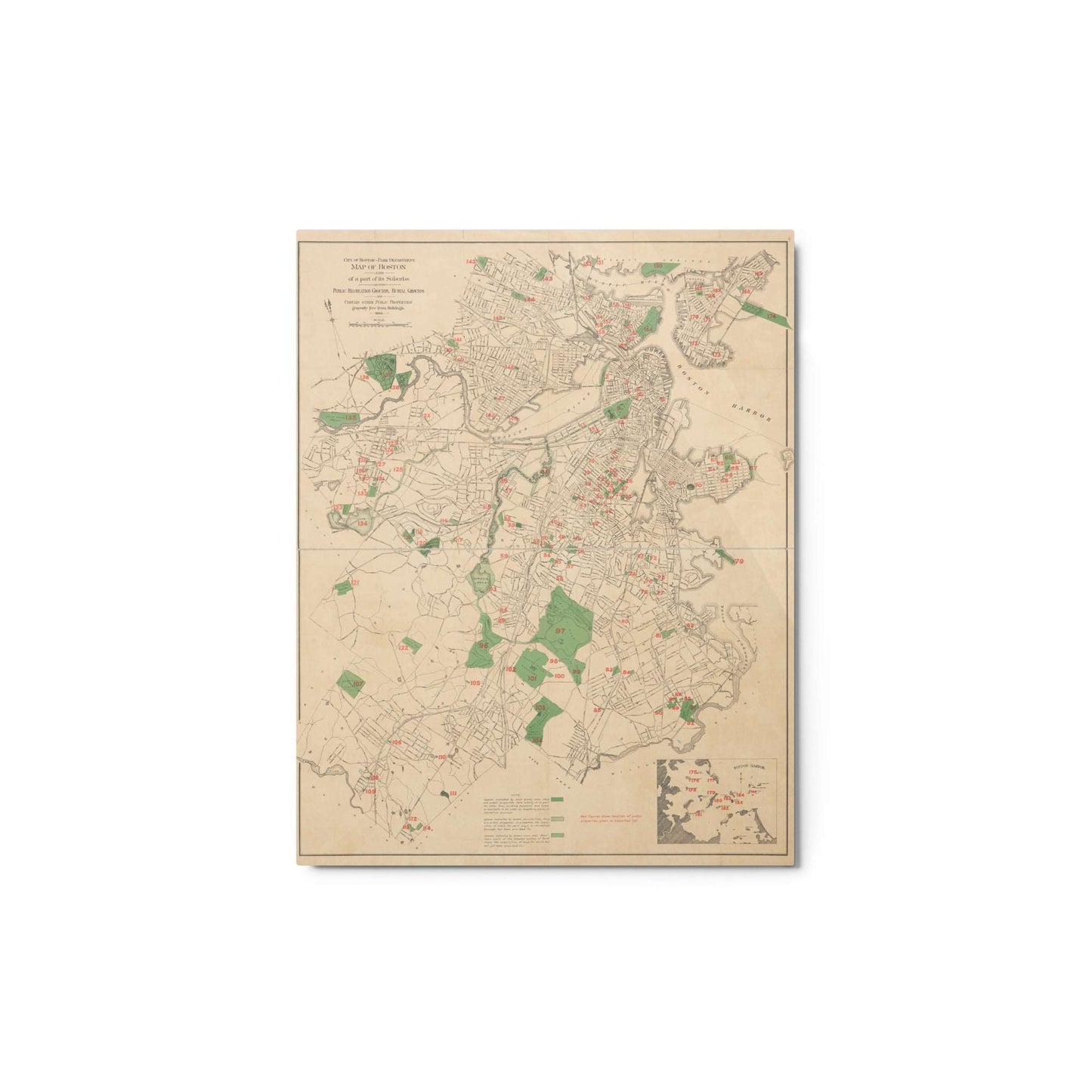 Map of Historic Boston, MA: 1886 Metal Print