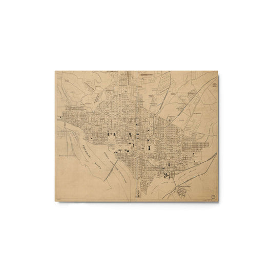 Map of Washington DC, 1886, Metal Print